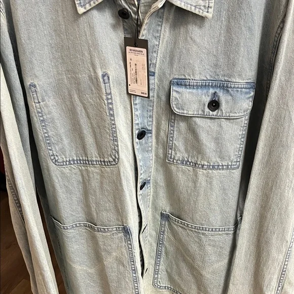 John Varvatos Men's Light Blue Denim Shirt/Chore Jacket